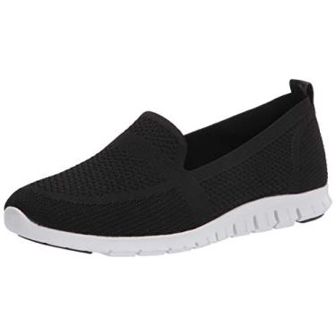 Imagem de ZEROGRAND Mocassim feminino Stitchlite sem cadarço, Malha preta/couro, 39