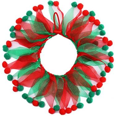 Imagem de Maogear Colar de Natal para animais de estimação, ornamentos de Natal, gola verde, ajustável, vestido de Natal para gatos e cães (dois)