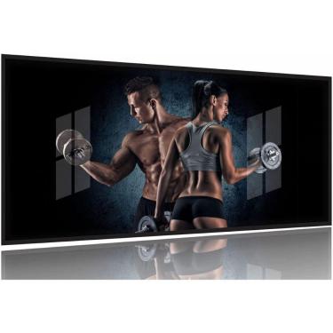 Imagem de Quadro Decorativo Casal Halter Fitness 130x60 Moldura Preta 2x2