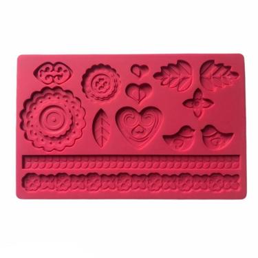 Imagem de Molde De Silicone Mandalas Corações Folhas Passáros