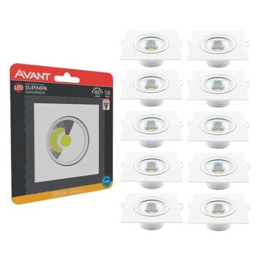 Imagem de Kit 10 Spot 5w 3000K Led Direcional Embutir Gesso Teto Avant