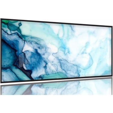 Imagem de Quadro Decorativo Abstrato Marmore Azul 130x60 Moldura Preta 2x2