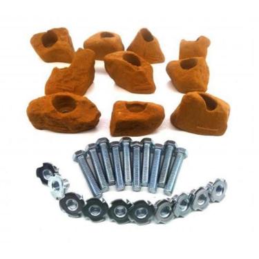 Imagem de Kit 10 Agarras Escalada Tamanho P Para Madeira Realrock Ocre