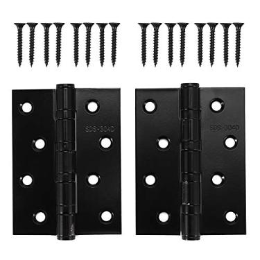 Imagem de Dobradiças de porta 304 aço inoxidável dobradiça de porta espessura mudo dobradiça plana preto ferragens para uso doméstico (4 polegadas 3,0 grosso 304 preto)