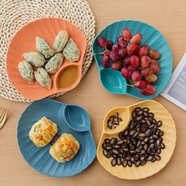 Imagem de UUPOI 4 peças de prato criativo, pratos de bolinho de plástico multiuso prato de vinagre, prato para aperitivo jantar sobremesa salada sushi café da manhã frutas secas