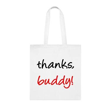 Imagem de Sacola Thanks Buddy, presente de presente de agradecimento, bolsa de ombro de amiga, bolsas reutilizáveis de agradecimento, cesta de natal de aniversário, ideia de presente para ela, presente para ele, bolsa feminina, Branco