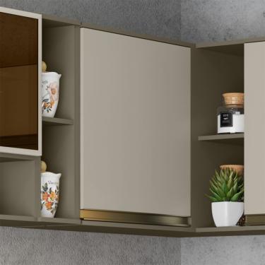 Imagem de Armário Aéreo Évelin I 1 Porta Duna e Cristal 60 cm