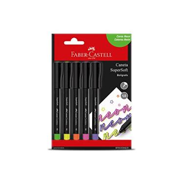 Imagem de Caneta SuperSoft Neon 1.0mm, Faber-Castell, 5 Cores, 1 Cartela - BPSS/ESNEZF