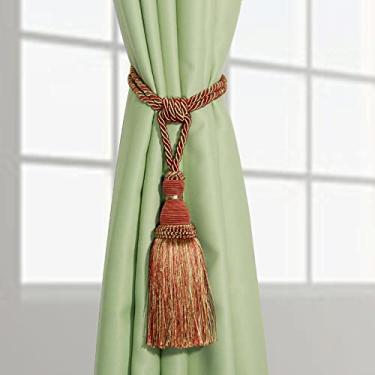 Imagem de 1 peça borlas cortina tieback tecido à mão gravata acessórios quarto poliéster bola pendurada borla cortinas titular fivela corda, laranja, 1 peça