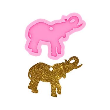 Imagem de Chaveiro em forma de elefante brilhante brilhante molde de silicone com furo doce molde de cristal colar joias epóxi molde de silicone resina moldes de artesanato para bagagem pingente