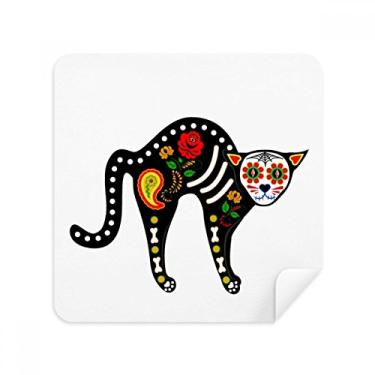 Imagem de Óculos de limpeza de tela Halloween Terror Atmosphere, preto, osso de gato, coração, tecido de camurça, pacote com 2