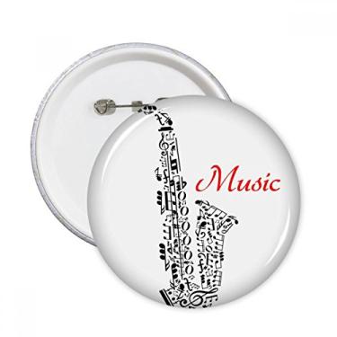 Imagem de Saxofone Clássico Ouvir Música Ilustrar Alfinetes Redondos Emblema Botão Decoração Acessório 5 peças