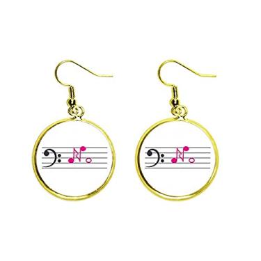 Imagem de Brinco de gota dourada com símbolo musical oposto sem pauta de orelha mulher, metal