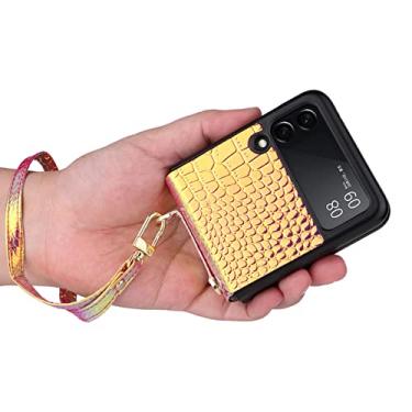 Imagem de Capa dobrável de couro à prova de choque de luxo para Samsung Galaxy Z Flip 3 5G Flip4 Flip 4 Flip3 capa de telefone celular antiderrapante, ouro, para Samsung Z Flip 4