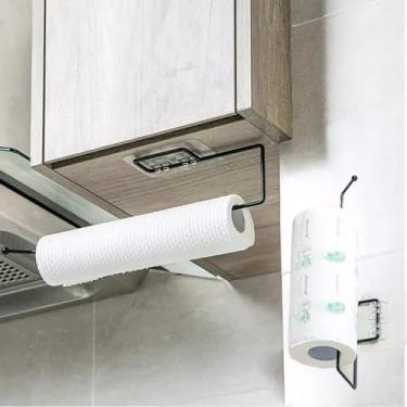 Imagem de Suporte Porta Papel Toalha Filme Adesivo Parede Sem Furos