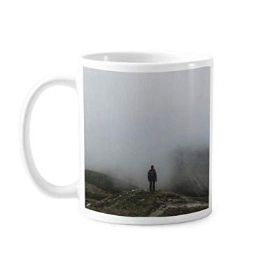 Imagem de Caneca de viagem de cerâmica para café e porcelana Fog Clouds Mountain Nature