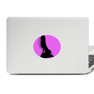 Imagem de Adesivo de vinil com emblema de cabelo comprido feminino ajoelhado para laptop e notebook