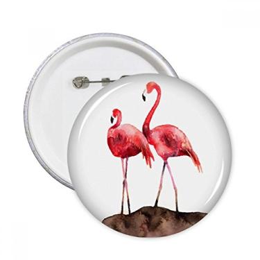 Imagem de Par de flamingo vermelho amor pinos redondos distintivo decoração roupas 5 peças presente