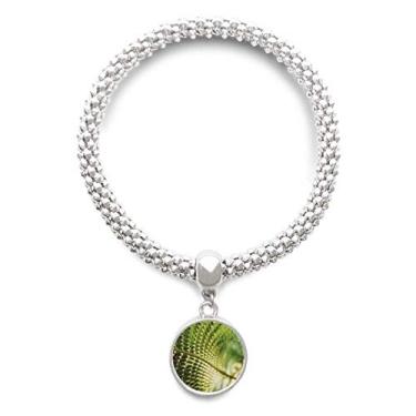 Imagem de DIYthinker Pulseira de prata natural com pingente redondo para fotografia de folhas