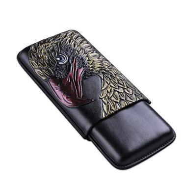 Imagem de Estojo clássico com 3 dedos para charuto, caixa portátil de couro para viagem - Ótimo presente para fumantes