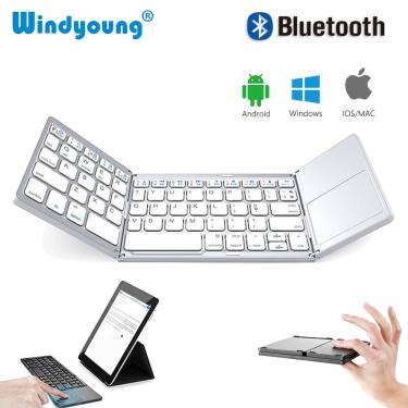 Imagem de Mini teclado dobrável universal com touchpad  teclado sem fio  bluetooth  portátil  com touchpad