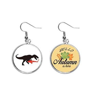 Imagem de Brinco de saxofone de dinossauro musical que toca orelha pendente, folha de outono