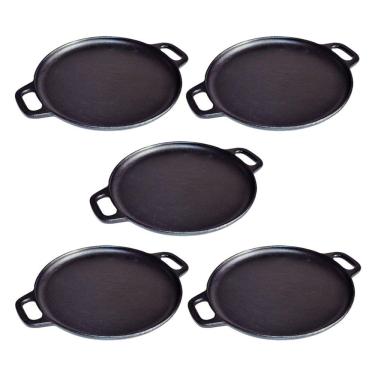 Imagem de Kit 5 Bifeteira Ferro Fundido Lisa Redonda Alça Ferro 30Cm