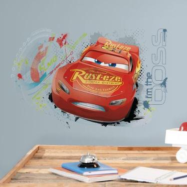 Papel de Parede Infantil Carros Relâmpago McQueen Azul Escuro Até