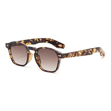 Imagem de Óculos de sol quadrados retrô feminino leopardo masculino óculos de sol uv400 acessórios baratos, leopardo com marrom, tamanho único