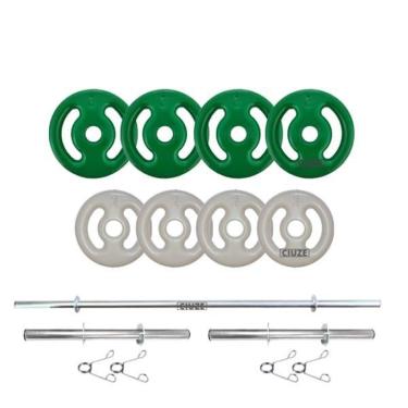 Imagem de Anilhas Emborrachadas Kit Completo 20kg + Barras-Unissex