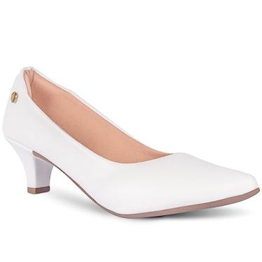 Imagem de Sapato Scarpin Feminino Salto Baixo Fino Confortável R2.29 (Branco, BR, Adulto, Numérico, M, 40)