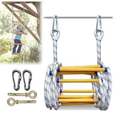 Imagem de Escada De Escape De Incêndio Com Mosquetões Resistentes, Escada De Escape De Emergência Com Degraus Fortes, Escada De Corda Portátil Escada De Incêndio Para Residências 3º Andar,49FT/15M,YUYANAIAI