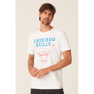 Imagem de Camiseta Nba Estampada Chicago Bulls Casual Off White