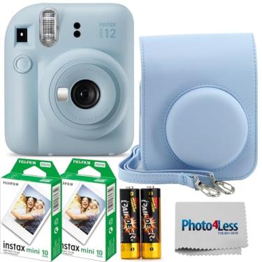 Imagem de Câmera instantânea Fujifilm Instax Mini 12, azul-pastel, 2 pacotes com 20 impressões de filme instantâneo Fujifilm Instax Mini, capa protetora, combo de presente