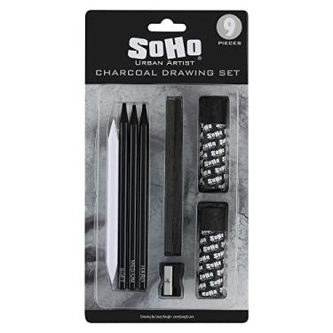 Imagem de SoHo Urban Artist Conjunto de desenho de carvão vegetal para artistas, estudantes, misturas, desenhos de figuras ao vivo e muito mais! - [Preto - Conjunto de desenho]
