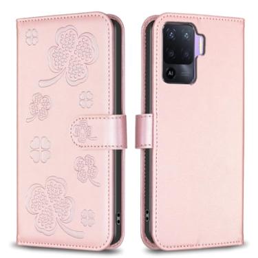 Imagem de Para Oppo A76, capa carteira com 3 cartões e 1 compartimento para dinheiro, capa de telefone flip de couro PU à prova de choque compatível com Oppo A76 4G 16,7 cm (rosa)