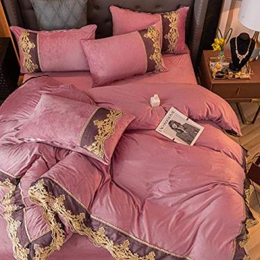 Imagem de Conjuntos de cama King Four-Piece Winter Wind Bed Thick Crystal Quilt Cover Baby Flanela Coral Fleece Sheets-Jade_2.0 Bed (Red Bean Paste 1.8 Bed) hopeful
