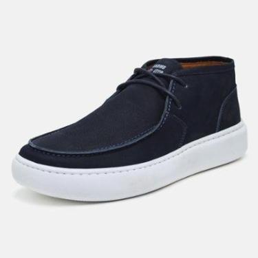 Imagem de Bota Masculina Casual Modelo Toronto Cano Curto Em Couro Elegante Confortável Azul Lecas-Masculino