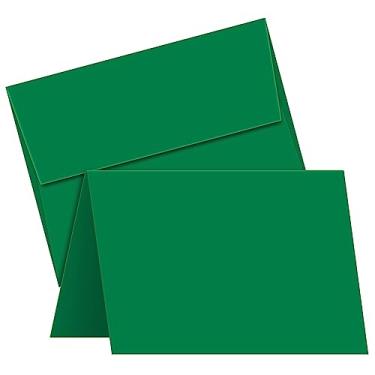 Imagem de Cartões de felicitações verdes em branco A2 com envelopes verdes – Ótimo para cumprimentos, convites e cartões de agradecimento de feriados, Natal e Ano Novo | 10,8 cm x 14 cm (quando dobrado) | 25