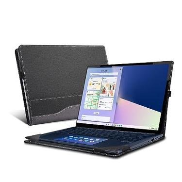 Imagem de Capa para laptop ASUS ZenBook 13 OLED de 13,3 polegadas com tudo incluído, à prova de quedas, bolsa de couro PU com bolso interno (cinza)