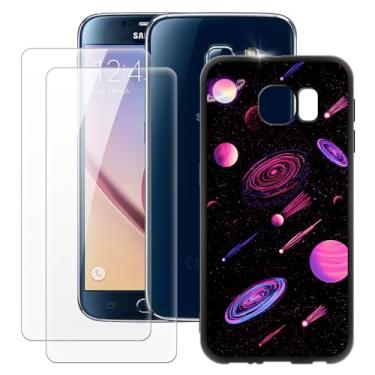 Imagem de MILEGOO Capa para Samsung Galaxy S6 + 2 peças protetoras de tela de vidro temperado, capa ultrafina de silicone TPU macio à prova de choque para Samsung Galaxy S6 (5,1 polegadas)