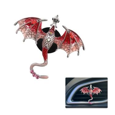 Imagem de ORIESSE Acessórios de carro vermelho 1 peça Bling Dragon Car Purificador de ar Clipes de Ventilação Bonito Liga Esmalte Vermelho Wyvern Clipes de Ventilação Acessórios de Carro Recarregáveis Difusor