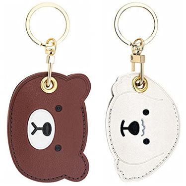 Imagem de Tomcrazy Pacote com 2 capas protetoras de desenho animado 3 em 1 para capa de airtag Samsung Galaxy SmartTag chaveiro (1 cachorro e 1 urso)