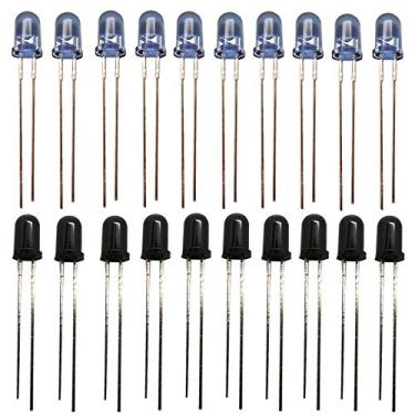 Imagem de DIKAVS Emissor infravermelho super brilhante de 5 mm 940 nm e diodo IR Receiver para Arduino (pacote com 10 pares)