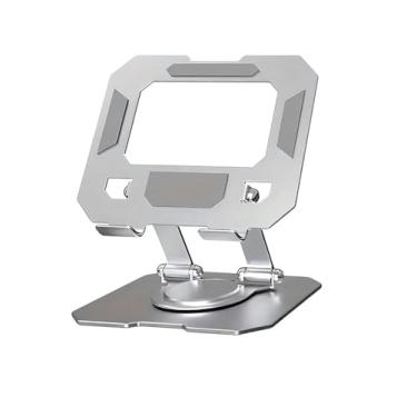 Imagem de Suporte Para Notebook e Tablet Celular de Mesa Articulado Ajustável Com Rotação 360 Graus em Alumínio Resistente Suporte Multifuncional Com Design Ergonômico para Notebook, Tablet (Prata)