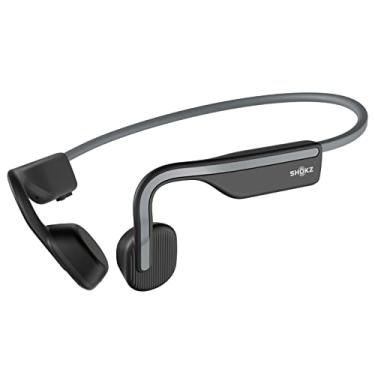 Imagem de SHOKZ OpenMove – Fones de ouvido esportivos Bluetooth abertos, fones de ouvido sem fio de condução óssea, à prova de suor para corrida e exercícios, com pacote de adesivos, cinza