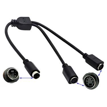 Imagem de ZdyCGTime S-Video cabo conector divisor de 4 pinos mini DIN Y cabo conector divisor de 4 pinos mini DIN S-Video macho para 2 fêmeas Y cabo adaptador de extensão divisor para SVHS/S-Video cabo (28 cm/11 polegadas)