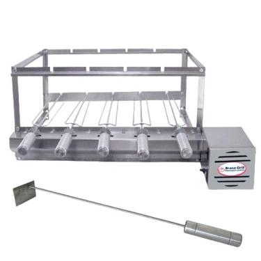 Imagem de Brasa Grill Tradicional Gira 5 Espetos Churrasqueira Giratória + Espal