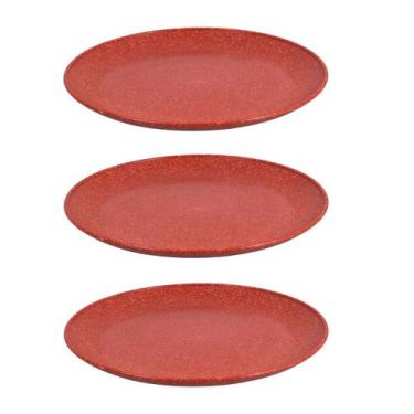 Imagem de 3 UN Prato Lanche Sobremesa Redondo Resistente 20cm Vermelho - EVO