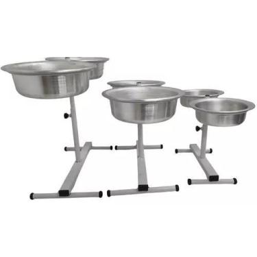 Imagem de Vasilha Ajustável Duplo Para Cachorro Regulável Alumínio 1 Litro - O P